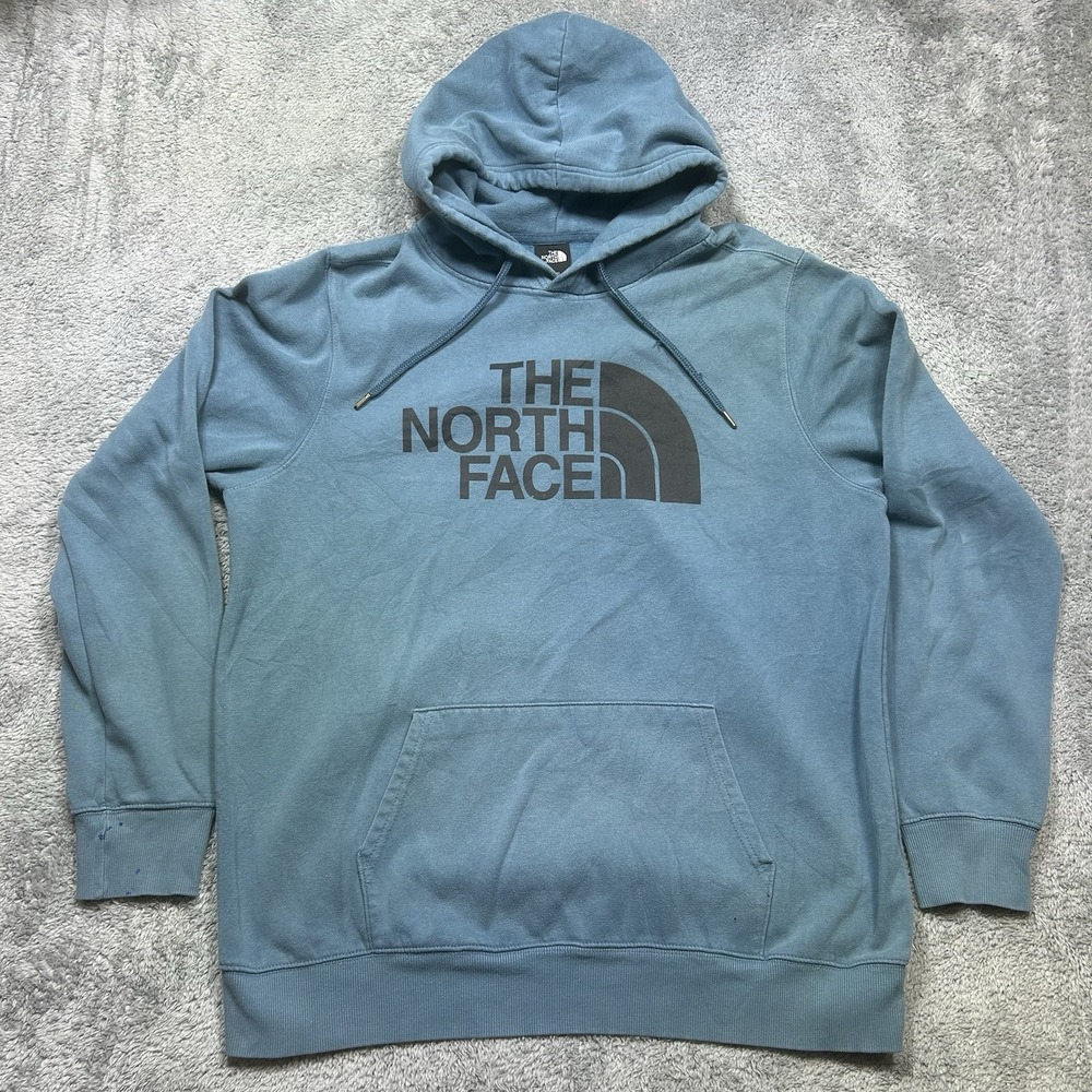 The North Face Half Dome Hoodie Mens‎ XL Blue Pullover Outdoor *PAINT SPOTS